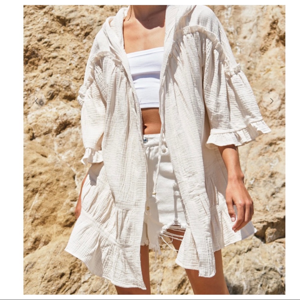 Boho Hippie Chic Absolutely Beautiful Open Hooded Cardigan with Ruffle T… - Picture 4 of 5